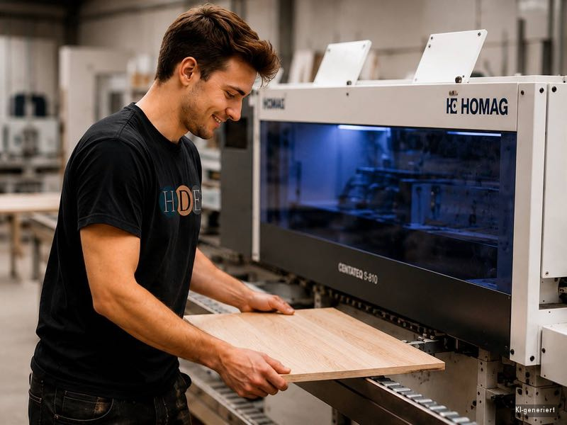 Kantenbearbeitung an der HOMAG-Kantenmaschine, HDE Werkstatt